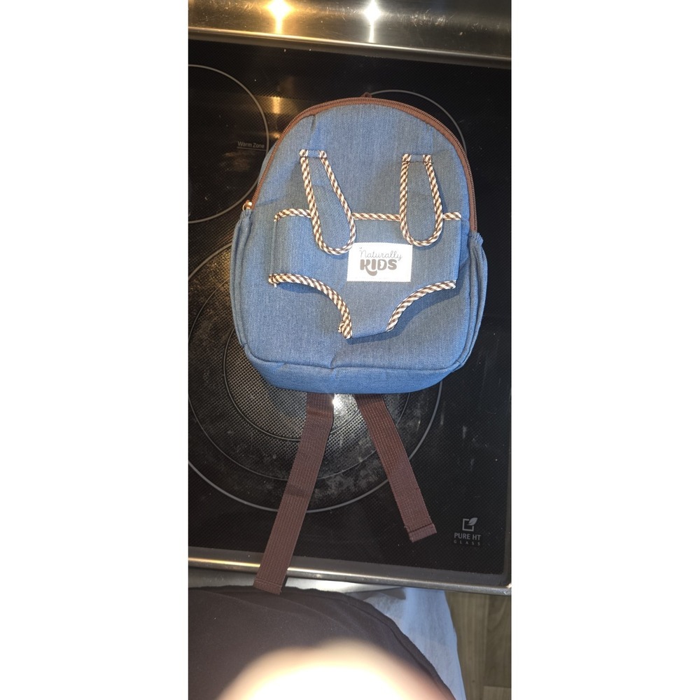 Naturally KIDS Blue Back Pack / Book Bag Holds Or Carries Stuffed Animal / doll